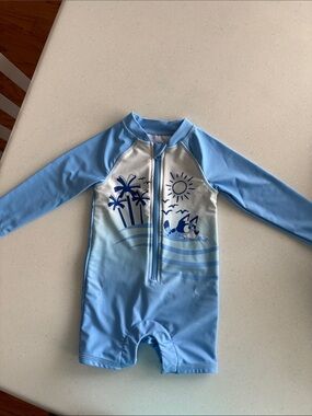 Bluey Baby Boy Blue Long-Sleeve Rash Guard Swimsuit-NWOT-12-18 mo